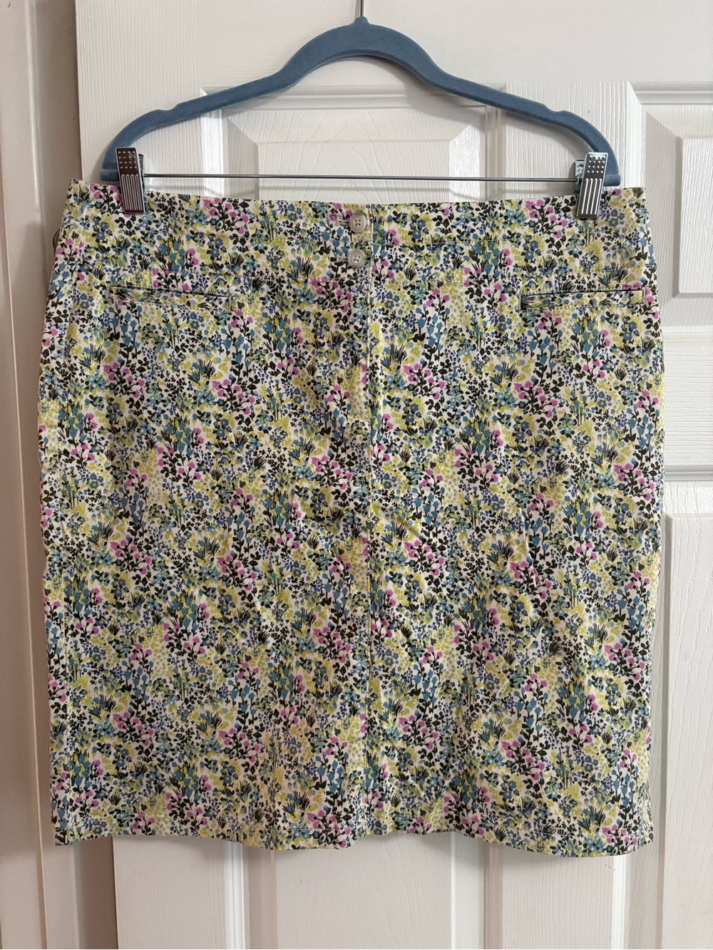 J Jill live in chino pencil skirt stretch floral office cotton pockets summer 12